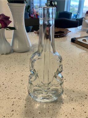 Violin Shaped Clear Glass Decorative Bottle / Decanter with Sculpted Contours